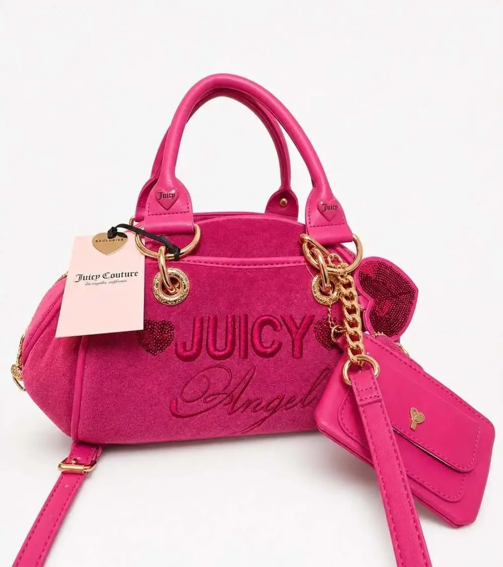 Juicy Couture Raspberry Tart Juicy Angel Satchel with Matching Pouch